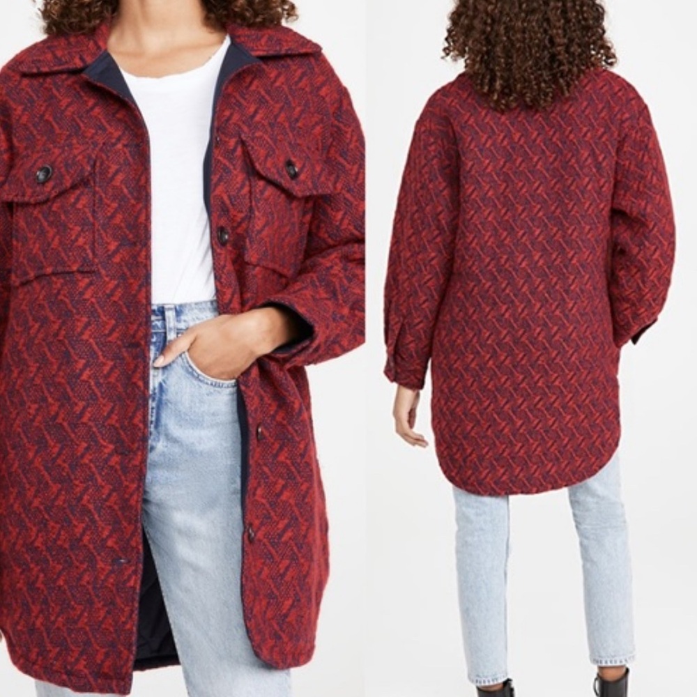 XiRENA Red Herringbone Utility Jacket